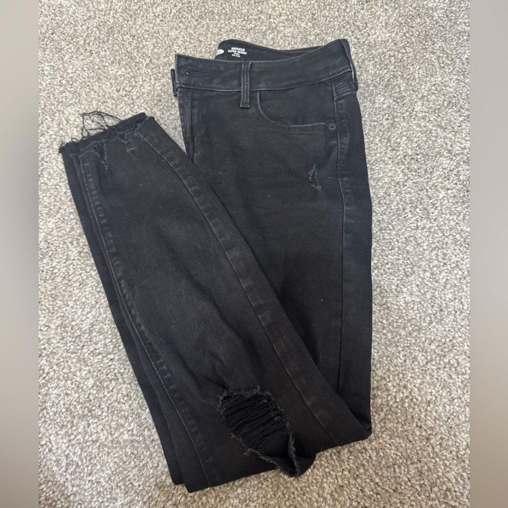 Old Navy Black Distressed Skinny Jeans